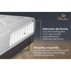 Lit Windsor 90 x 200 cm Sommier Gris