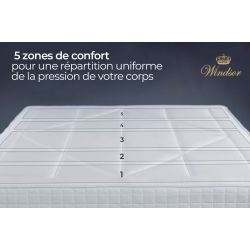 Lit Windsor 90 x 190 cm Sommier bouclette beige clair